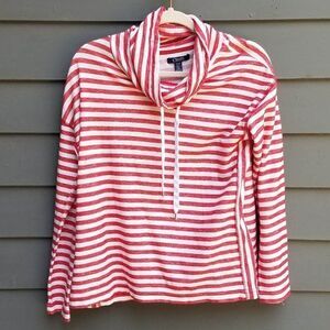 Chaps Red White Stripe Thick Cotton Turtleneck Top Size Small Petite